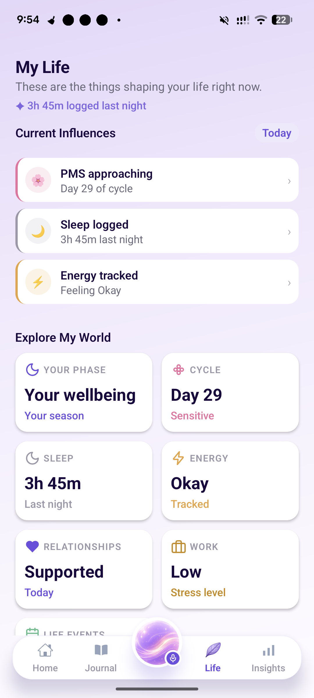 EMORA my-life screen