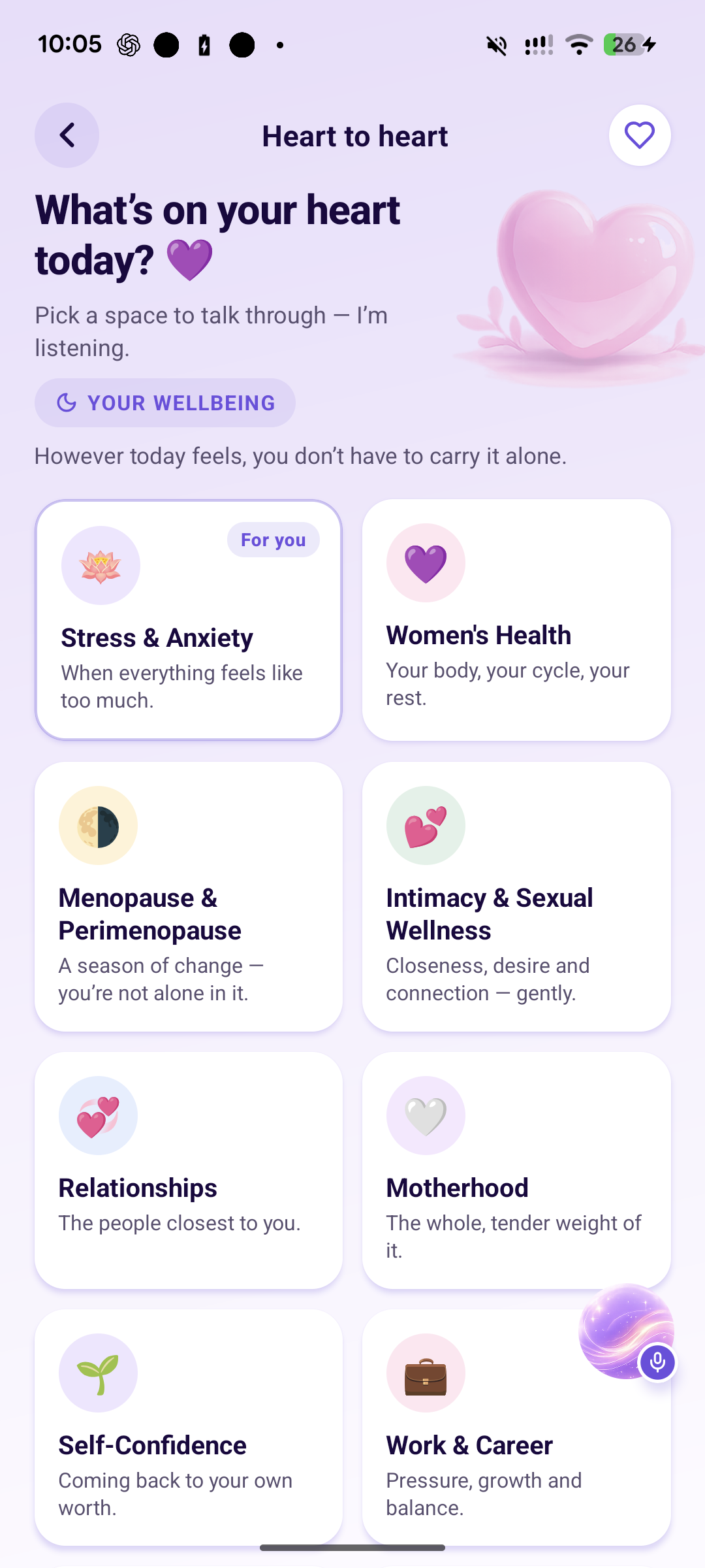 EMORA heart-to-heart screen