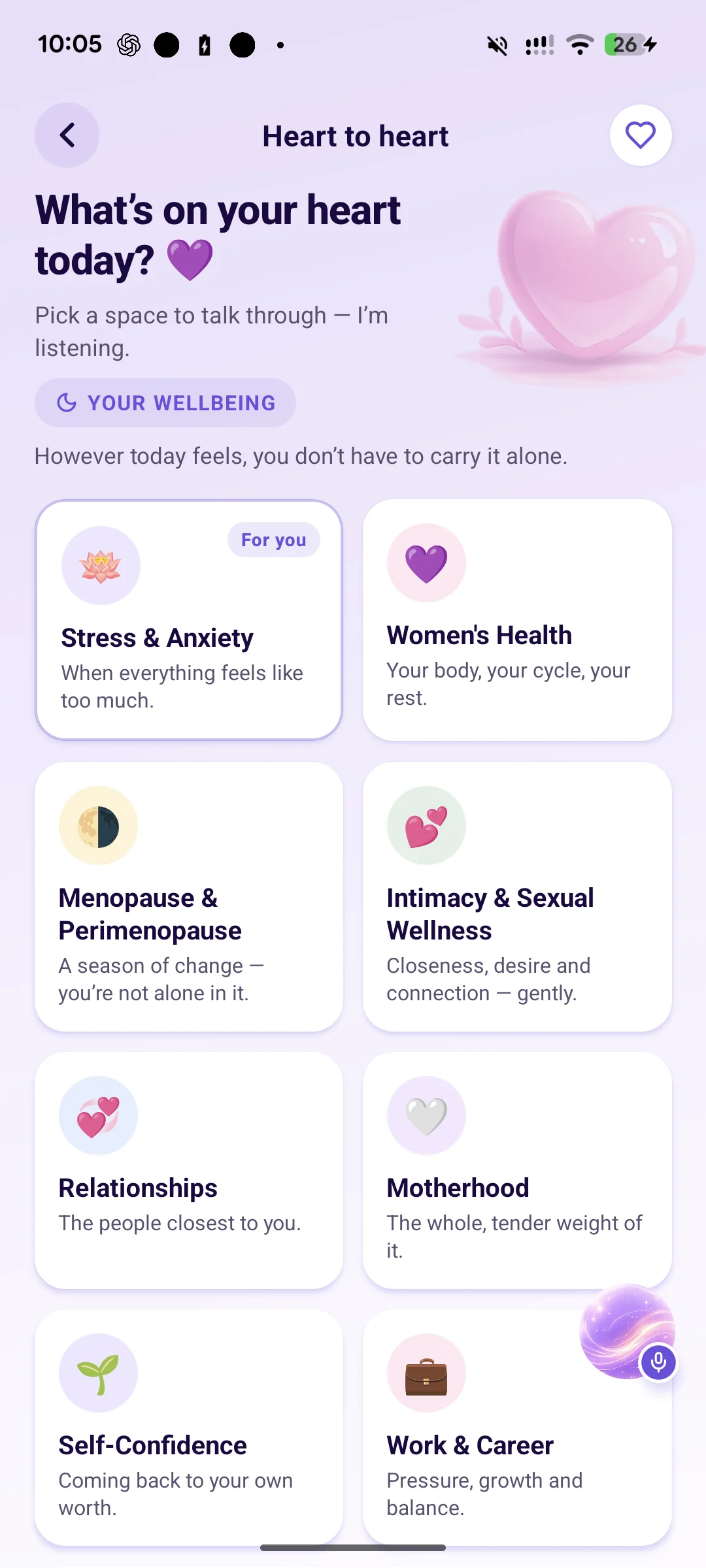 EMORA heart-to-heart screen